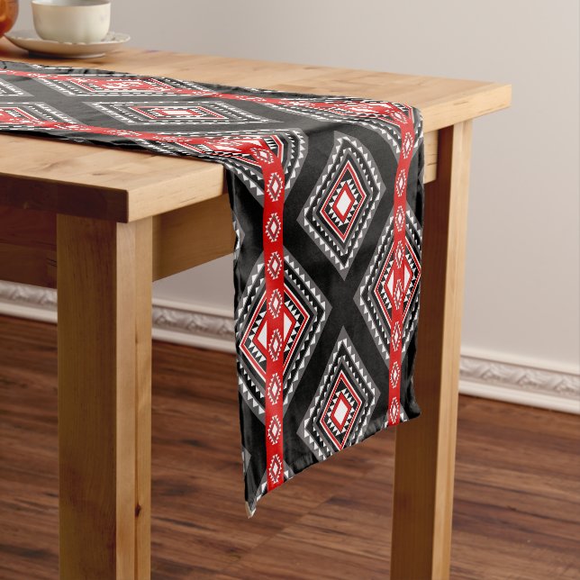 Colourful Geometric Shapes Pattern Short Table Runner (In Situ)