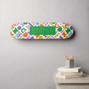 Colourful Geometric Shapes Personalised Skateboard