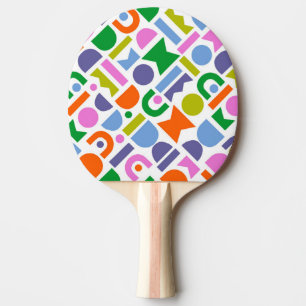 Colourful Geometric Shapes Ping Pong Paddle