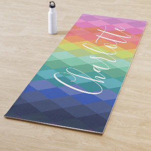 Colourful Geometric Shapes Rainbow Personalised Yoga Mat