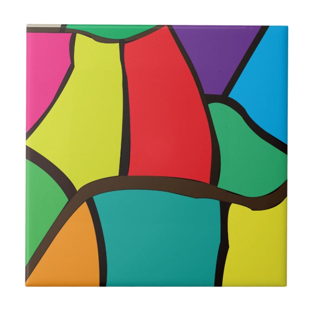 Colourful Geometric Shapes Tile (Front)