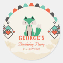 Colourful Geometric Shapes Tribal Fox Birthday