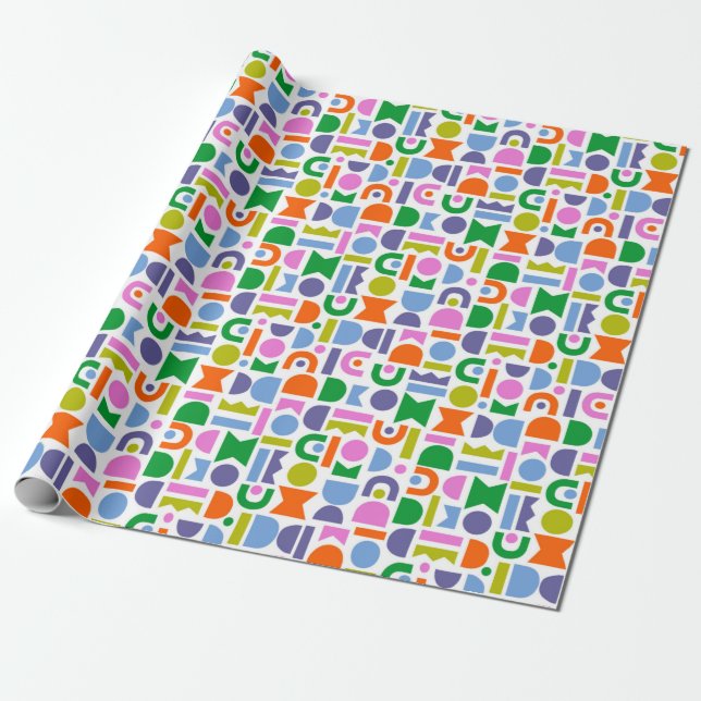 Colourful Geometric Shapes Wrapping Paper (Unrolled)