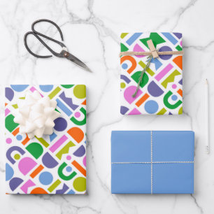 Colourful Geometric Shapes Wrapping Paper Sheet