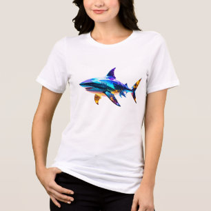"Colourful Geometric Shark – Vibrant Polygon Art S Tri-Blend Shirt