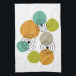 Colourful Geometric Spirals Mid Century Modern Tea Towel<br><div class="desc">This colourful mid century modern kitchen towel features spirals and circle shapes in the colours of turquoise blue,  orange,  avocado green,  tan,  and black. Add a pop of colour to your kitchen decor!</div>