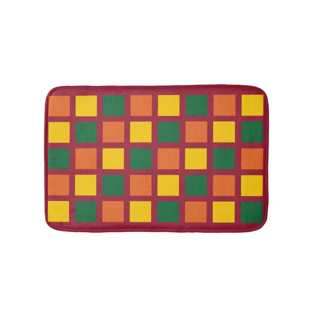 Colourful Geometric Squares Bath Mat (Front)