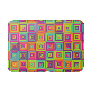 Colourful Geometric Squares Bath Mat
