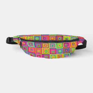 Colourful Geometric Squares Bum Bags