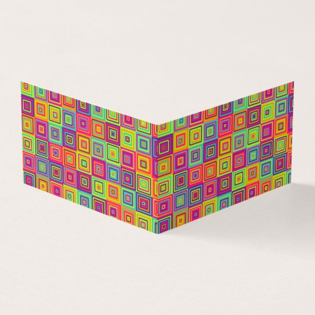 Colourful Geometric Squares Business Card (Outside)