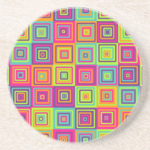Colourful Geometric Squares Coaster