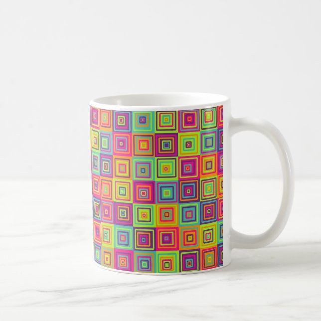 Colourful Geometric Squares Coffee Mug (Right)