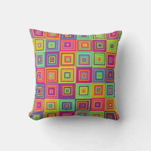 Colourful Geometric Squares Cushion