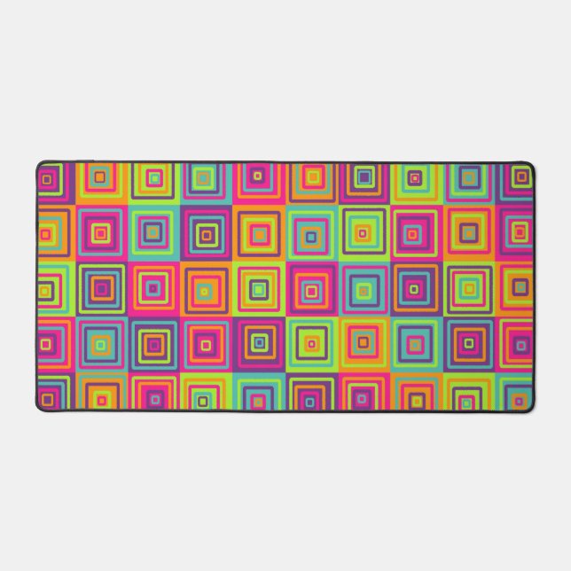 Colourful Geometric Squares Desk Mat (Front)