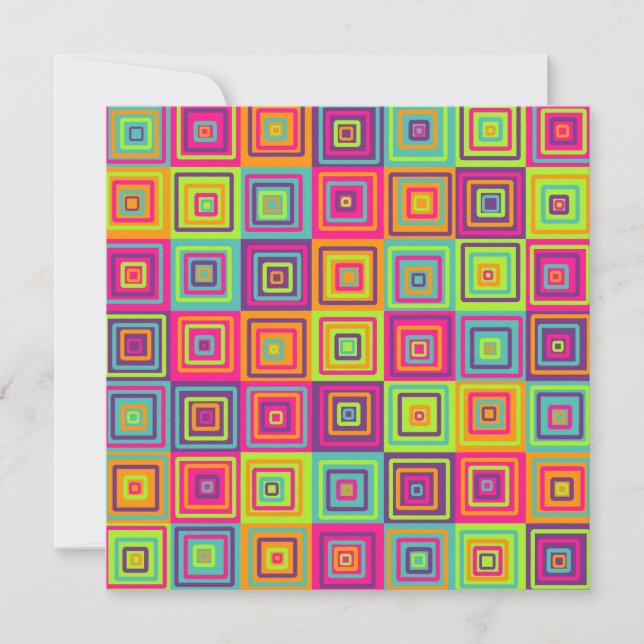 Colourful Geometric Squares Invitation (Front)
