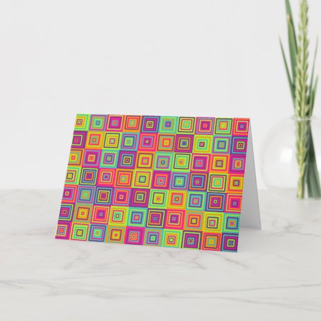 Colourful Geometric Squares Invitation (Front)