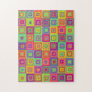 Colourful Geometric Squares Jigsaw Puzzle