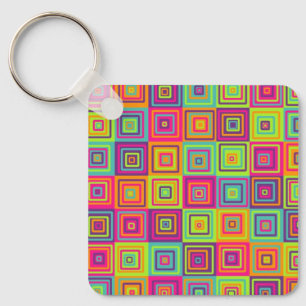 Colourful Geometric Squares Key Ring