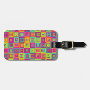Colourful Geometric Squares Luggage Tag