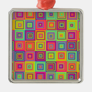 Colourful Geometric Squares Metal Tree Decoration