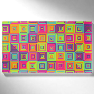 Colourful Geometric Squares Name Tag