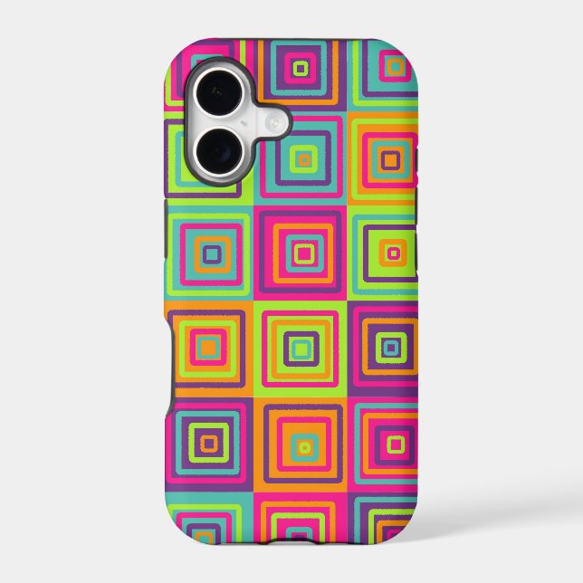 Colourful Geometric Squares Pattern (Back)