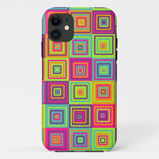 Colourful Geometric Squares Pattern Case-Mate iPhone Case (Back)