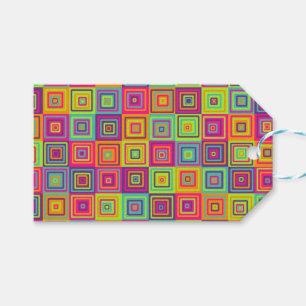 Colourful Geometric Squares Pattern Gift Tags