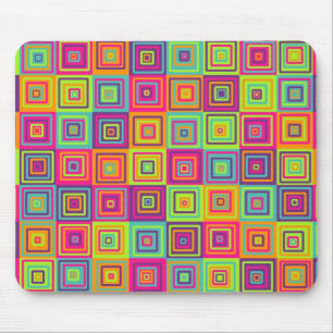 Colourful Geometric Squares Pattern Mouse Pad