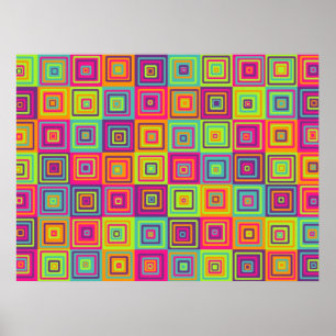 Colourful Geometric Squares Pattern Poster