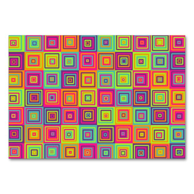 Colourful Geometric Squares Table Number (Front)