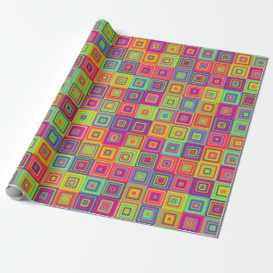 Colourful Geometric Squares Wrapping Paper