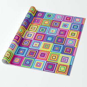 Colourful Geometric Squares Wrapping Paper