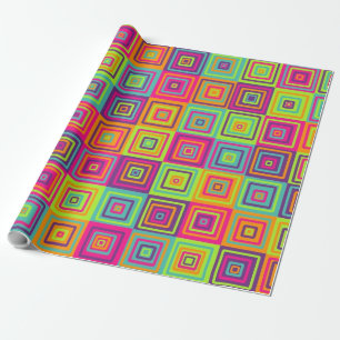 Colourful Geometric Squares Wrapping Paper