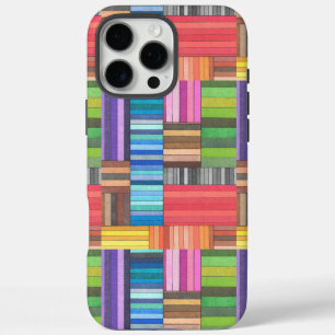 Colourful Geometric Striped Pattern in Rainbow iPhone 16 Pro Max Case