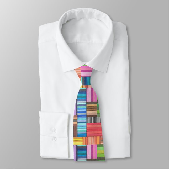 Colourful Geometric Striped Pattern in Rainbow  Tie (Tied)