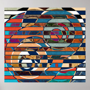Colourful Geometric Stripes, Abstract Poster