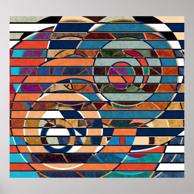 Colourful Geometric Stripes, Abstract Poster (Front)