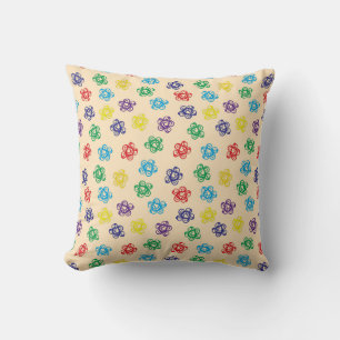 Colourful geometric swirly circles cushion