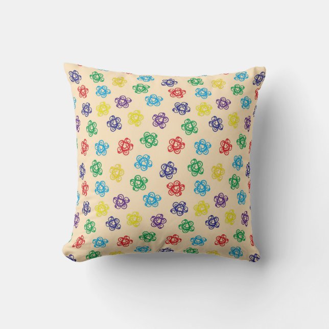 Colourful geometric swirly circles cushion (Front)