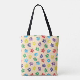 Colourful geometric swirly circles tote bag
