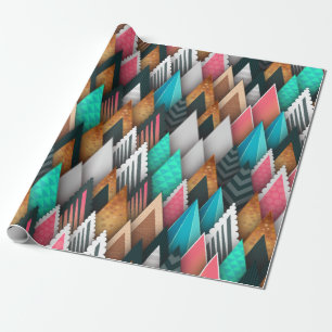 Colourful Geometric Trees, Forest, Nature Wrapping Paper