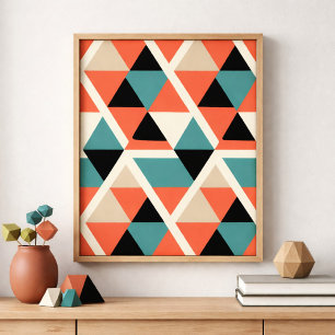 Colourful Geometric Triangle Pattern Poster