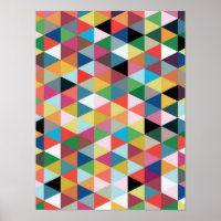 Colourful Geometric Triangle Patterned Poster