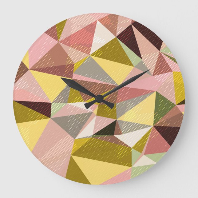Colourful Geometric Triangles Abstract Texture. Large Clock (Front)