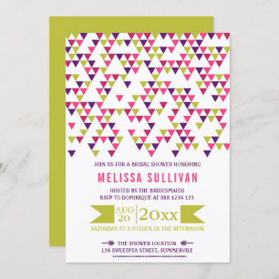 Colourful Geometric Triangles Bridal Shower Invitation