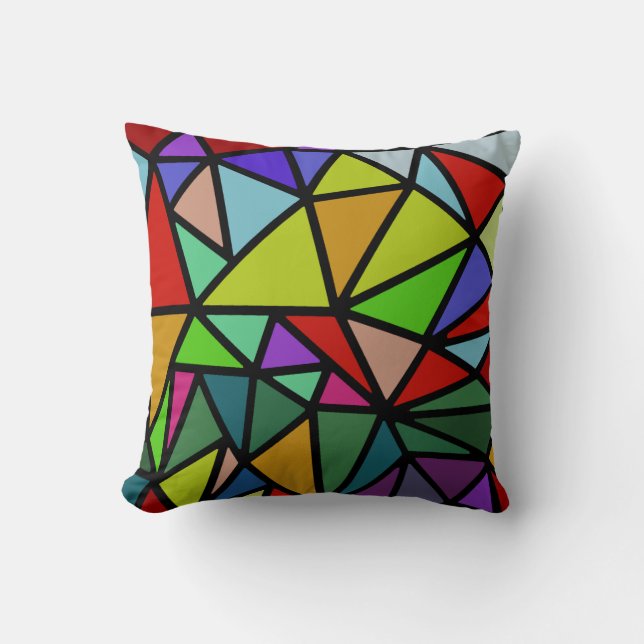 colourful geometric triangles cushion (Front)