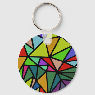 colourful geometric triangles key ring