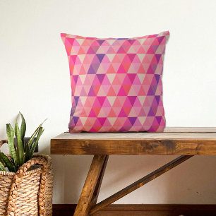 Colourful Geometric Triangles Pattern Cushion