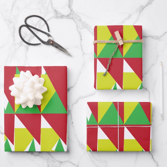 Colourful Geometric Triangles   Wrapping Paper Sheet (Front)